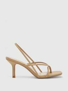 Glitzique Giày sandal cao gót nữ, giày mùa hè mới, hở mũi, gót mảnh, thanh lịch, thời trang, dép xỏ ngón. - Màu Khaki - Xem 8