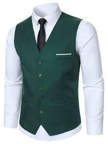 Manfinity Mode Bộ vest công sở cài nút và quần tây túi hông dành cho nam giới - màu xanh lá - Xem 5