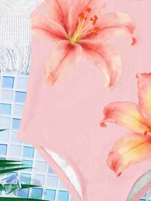 SHEIN 适合夏季的少女休闲简约连体泳衣 - 彩色 - 查看 5