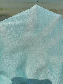 Sunnyshic Top châle à épaules dénudées avec fil métallique bleu clair pour femmes - Bleu lagon - Voir 6