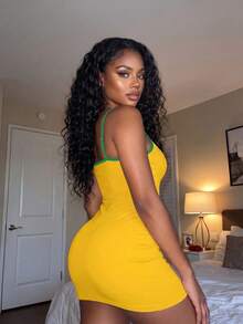 Rovax Y2K Brazil Print Cami Dress, Summer Bodycon Party Dresses For Women - Multicolor - View 2