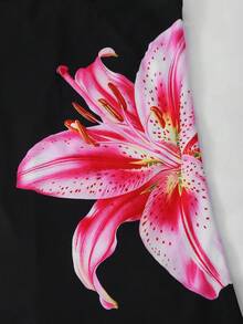 SHEIN 女童碎花两件套，粉色圆领短袖露脐T恤+紧身印花短裤，夏季休闲运动装 - 彩色 - 查看 6