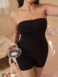 CovetEZ Mono ajustado negro de gran elasticidad, versátil y a juego, talla grande, nueva colección primavera/verano - Negro - Ver 6
