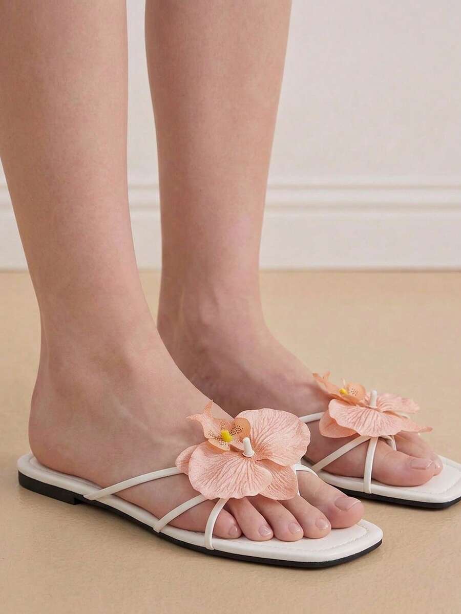 Eladyva Dép lê nữ kiểu Pháp họa tiết hoa, dép đi trong nhà thời trang mùa hè, phù hợp cho hẹn hò, mua sắm, dự tiệc, đi biển, dép xỏ ngón.