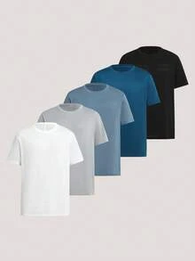 Driftmere 5pcs Men's Quick Dry Running T-Shirts - Breathable Summer Sports Tees, Suitable For Hiking, Fishing And Outdoor Activities - Lightweight & Stretchy - Multicolor - View 2