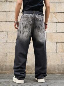 Manfinity EMRG Quần jeans ống loe nam thời trang, đa năng, có túi và khóa kéo. - Màu Xám nhạt - Xem 2