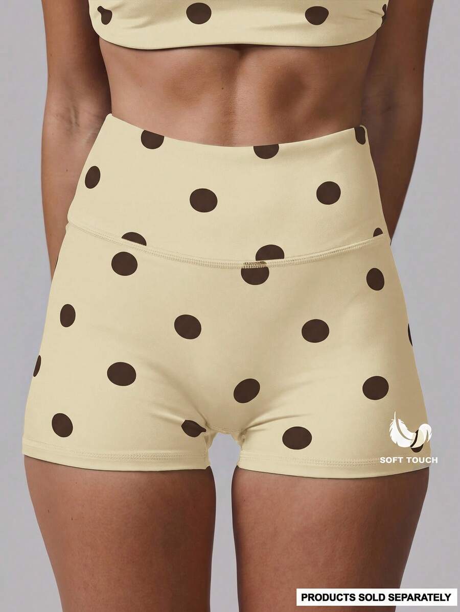 Musera Sport Quần short thể thao cạp cao chấm bi, thích hợp cho tập luyện, tập gym, pilates, thể dục, mặc hàng ngày, nữ tính, thường ngày. - Butter Yellow - Xem 1