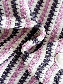 SHEIN Baby Girls' Round Neck Sleeveless White & Pink Striped Bow Decor Set - Purple - View 7