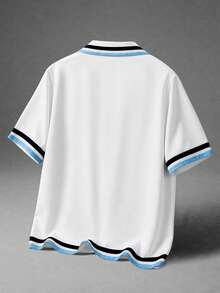 ROMWE MEN Street Life Men's Letter & Graphic Print Front Button Casual Short Sleeve Shirt - Multicolor - View 2