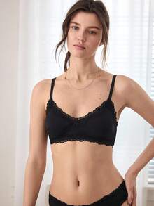 Ocili 100% Cotton Comfortable Smooth Seamless Wireless Bra, Suitable For Lace Lingerie - Black - View 5