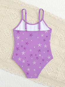 Girls' Cartoon Girl Group Printed One-Piece Swimsuit, Casual Fit, Suitable For Beach, Vacation, Outing, Summer - Multicolor - View 2