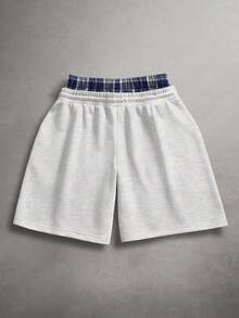 STYNVO Men's Drawstring Waist Color Block Casual Versatile Daily Wear Shorts - Light Grey - View 2