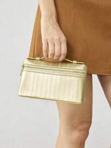 PREMIUM SQUARE OPENWORK BAG - Camel - View 9