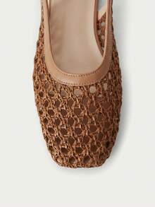 Nöista Brown Woven Cross-Strap Sandals, Designed With Delicate Mesh Tops And Adjustable Straps, Breathable And Comfortable, Retro Style For Spring Outings And Summer Banquet Occasions - Khaki - View 7