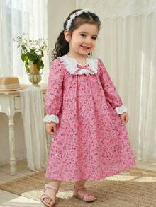 SHEIN LMoss Kids 少女休閒寬鬆花卉拼接家居服 - 彩色 - 查看 5