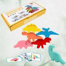 MINKOJA Wooden Dinosaur Stacking Game Fun Board Game, Kids Educational Early Learning Toy, Helps Train Observation And Practical Ability, Cultivate Hand-Eye Coordination And Balance Sense, STEM Educational Toy - Multicolor - View 4