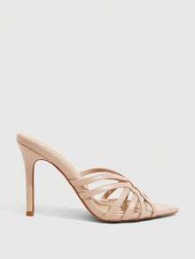 CUCCOO SZL Women's Solid Color Fashion Pointed Toe Versatile Heeled Sandals, Summer For Christmas Summer Shoes - nude - View 2