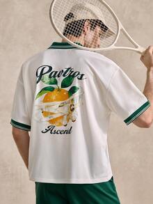 Courvante Vintage Print T-Shirt, Knit Fabric Letter Short Sleeve Small V-Neck White Gift /Husband, Anniversary Golf Shirt Retro Tshirt Rugby Polo For Men - White - View 8