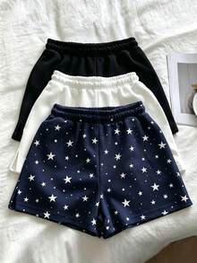 IslaSuriya 3pcs/Set Celana Pendek Longgar Kasual Wanita, Cocok untuk Olahraga, Pakaian Sehari-hari, dan Kencan. - MultiWarna - View 2