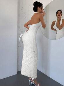 Firerie New V-Neck Sleeveless Textured Bodycon Maxi Dress, Elegant For Date Night Cocktail Wedding, Spring/Summer White,Wedding Guests,Dresses For Women Summer - White - View 3