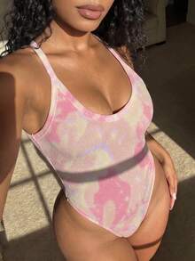 Rovax 女士迷彩印花罗纹吊带连体衣 - 彩色 - 查看 5