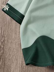 Manfinity Joysei Men's Casual Contrast Color Print Loose Box Shirt, Suitable For Summer, Outings, School, Gifting To Friends, Etc. - Green - View 5