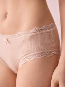 Bonmuse 7pcs/Set Celana Dalam Wanita Katun Elastis Romantis dengan Hiasan Pita, Pakaian Dalam Seksi - MultiWarna - View 9