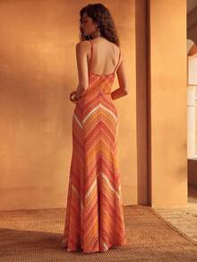 MOTF PREMIUM WOMEN'S SPRING/SUMMER JACQUARD KNIT MAXI SLIP DRESS FOR VACATION - Multicolor - View 4