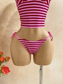 Soleia Bộ đồ bơi tankini buộc dây cổ kiểu dáng thường ngày kẻ sọc dành cho nữ, thích hợp đi biển mùa hè. - Nhiều màu - Xem 4