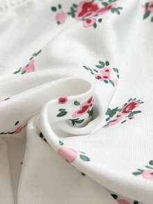 SHEIN Vintaside Kids 女婴四件套休闲百搭可爱短裤套装，夏季 - 棕色 - 查看 5