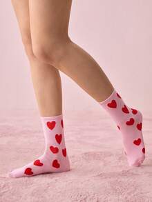 Bonmuse Calcetines tripulación con estampado de corazón, otoño - Multicolor - Ver 8
