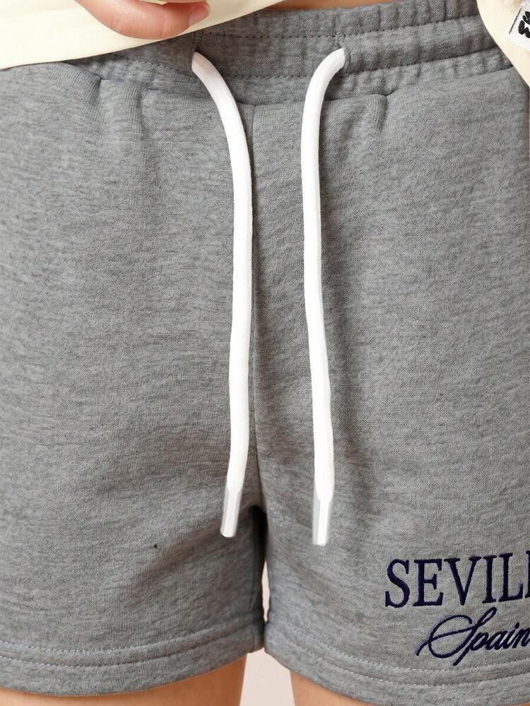 Conjunto de Camiseta de Manga Curta Casual e Shorts com Cordão Inspirado no Vintage de Sevilha, Espanha, Coordenado de Verão