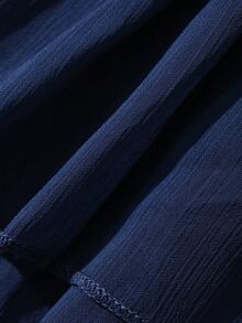 DAZY Áo camisole nữ màu trơn buộc dây kiểu dáng thường ngày với viền bèo nhún kiểu Hàn Quốc. - Màu xanh lam - Xem 3