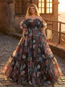 Glamrae Plus Size Elegant Formal Dark Green Keyhole Neck Heavily Embellished Chain Pleated A-Line Dress Luxurious Spring Prom Evening Party Wedding Guest - Green - View 2