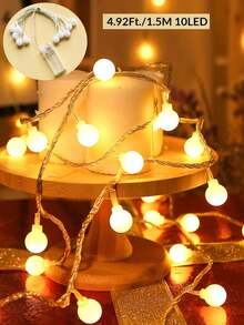 1pc 1.5/3/6/10M Home Decor White Ball String Lights,Battery Power Indoor Room Decor White Ball Lights,Bedroom Decor,Wall Decor Light String,Suitable For Wedding Decor,Party Decor,Christmas Tree Decorative Light String,Outdoor Garden Decor Lights,House Decor Lights,Light For Decoration - Yellow light - View 20