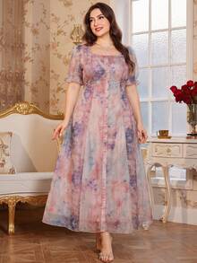 SHEIN Clasi Plus Size Elegant Tie-Dye Print Dress, Summer Latest Dress Purple Dress For Women Wedding Guest Summer Dress Spring Dress Festival Dresses Easter Dress Elegant Dresses Elegant Party Dresses Beach Dress Wedding Guest Dress For Women Wedding Party Dress Bridesmaid Dress Graduation Dress Graduation Outfit For Mother Casual Dress Vacation Dresses Holiday Dresses Formal Dress Floral Dress Plus Size Dress For Women Purple Flowy Dress Elegant Dress For Women Fleurora Spring And Summer Elegant Dress Floral Print Maxi Dress Women's Puff Sleeve Dress Latest Dress Zanzea Dress For Women Plus Size Zanea Dress For Woman Wedding Guest Outfits For Women Curve Birthday Dresses For Women Plus Size - Multicolor - View 1