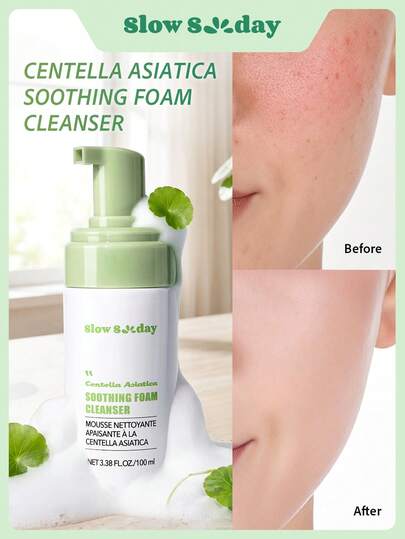 Slow Sunday Centella Asiatica Soothing Foam Cleanser, Asiaticoside, CICA, Deep Cleansing, Soothing, And Moisturizing The Skin, K Beauty, Good Choice For Wedding, Vacation, Beach, Travel EssentialsEaster Gifts, Suitable For Summer Skin Care