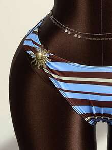 Zestiva Bộ bikini 3 mảnh dành cho nữ, họa tiết sọc retro, kiểu dáng tam giác buộc dây, đồ bơi đi biển tối giản, thanh lịch và gợi cảm cho mùa hè, kỳ nghỉ và tiệc tùng. - Nhiều màu - Xem 8