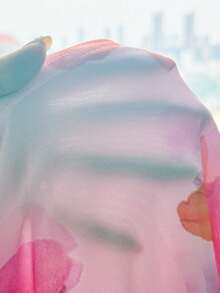 SHEIN Áo thun nữ tuổi teen kiểu lệch vai, in họa tiết tie-dye, cổ bèo nhún, áo kiểu lệch vai, trang phục mùa xuân/hè, đồ đi biển, đi làm, thanh lịch, đi nghỉ mát, bãi biển, phong cách boho, Hawaii, lễ hội âm nhạc, hẹn hò - Hồng - Xem 10
