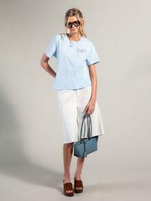 Rouah Casual Boxy Embroidered Lets Get Lost Together Tassel Oversized T-Shirt For Women - Perfect For Summer - Blue - View 6