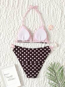 SHEIN Traje de baño versátil para adolescentes, color negro sólido, estilo tropical, nueva llegada primavera/verano 2026 - Multicolor - Ver 6