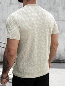 Manfinity Homme Men's Casual Versatile Round Neck Short Sleeve T-Shirt For Daily Wear - Khaki - View 2