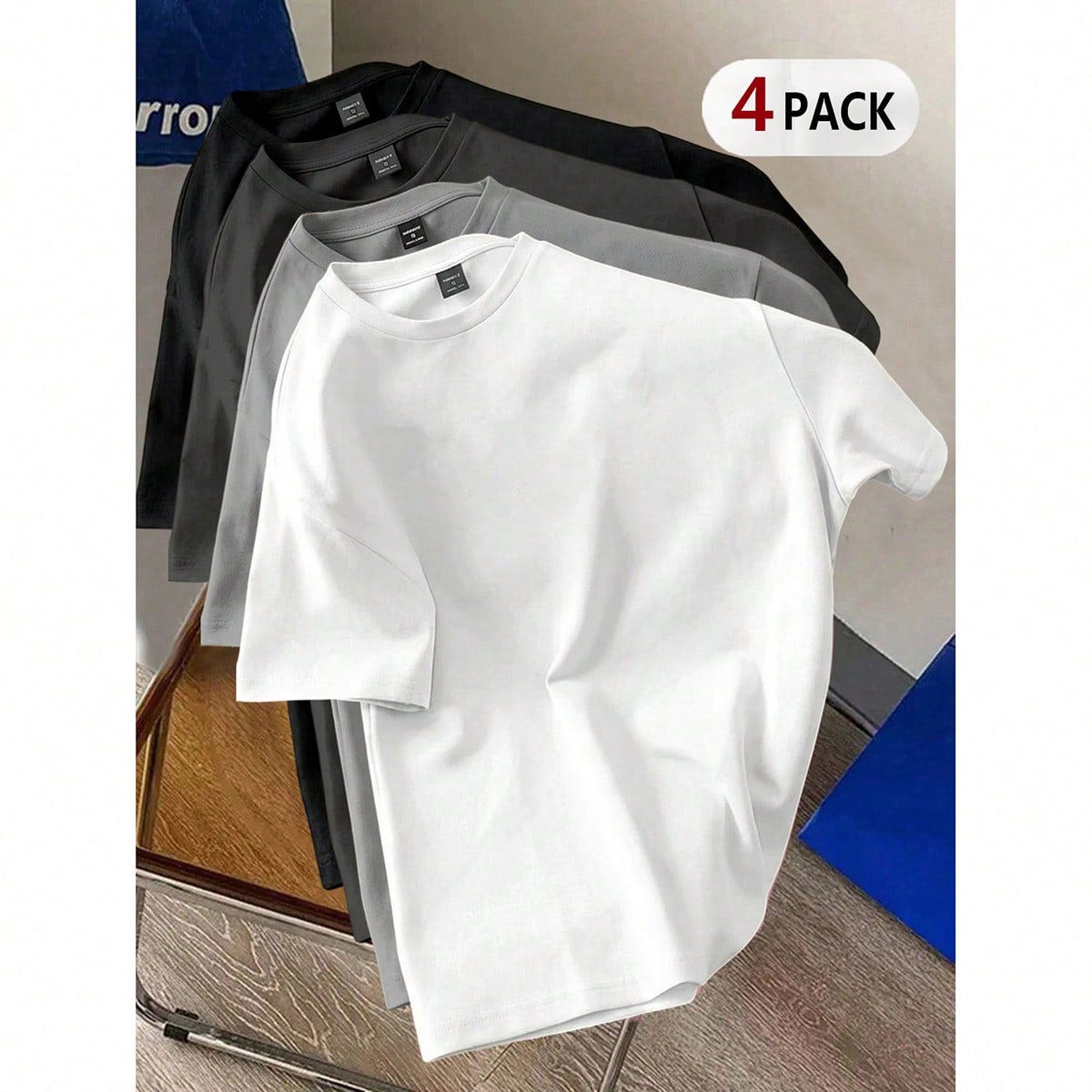 Set de 4 camisetas grises de punto versátiles y casuales para hombres