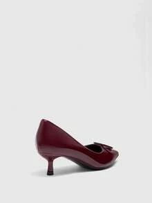 CUCCOO BIZCHIC Buckle Simple And Generous Fashion Versatile Casual Workplace Commuter Women's High Heels Shoes - Burgundy. - View 7