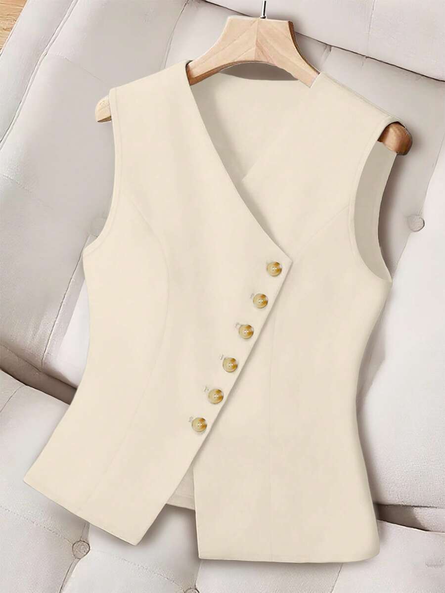 GlowEve CURVE Áo khoác blazer cổ chữ V dáng rộng, đa năng dành cho nữ cỡ lớn, thích hợp mặc đi làm. - Màu Khaki - Xem 1