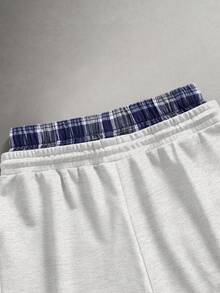 STYNVO Men's Drawstring Waist Color Block Casual Versatile Daily Wear Shorts - Light Grey - View 6