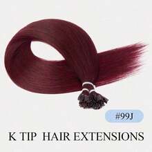 50G 50 piezas, extensiones de cabello con punta en K rectas, extensiones de cabello natural, extensiones de cabello con punta en V, extensiones de cabello humano sedoso para cabello fino, fusión en caliente para agregar volumen y duración, elegante para mujeres, adecuado para fiestas y bodas - Multicolor - Ver 27