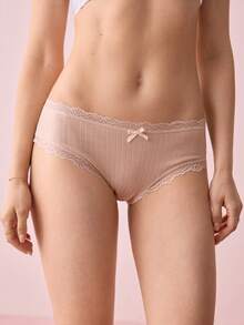 Bonmuse 7pcs/Set Celana Dalam Wanita Katun Elastis Romantis dengan Hiasan Pita, Pakaian Dalam Seksi - MultiWarna - View 2