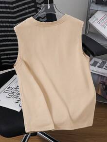 SHEIN Áo tank top cổ tròn dáng rộng in hình cây dừa dành cho bé trai, thích hợp mặc đi nghỉ mát, dã ngoại, ngày Valentine, hẹn hò, du lịch, nghỉ lễ, họp mặt gia đình, tựu trường, đám cưới, buổi tối, thể thao, tiệc sinh nhật. - Màu Khaki - Xem 4