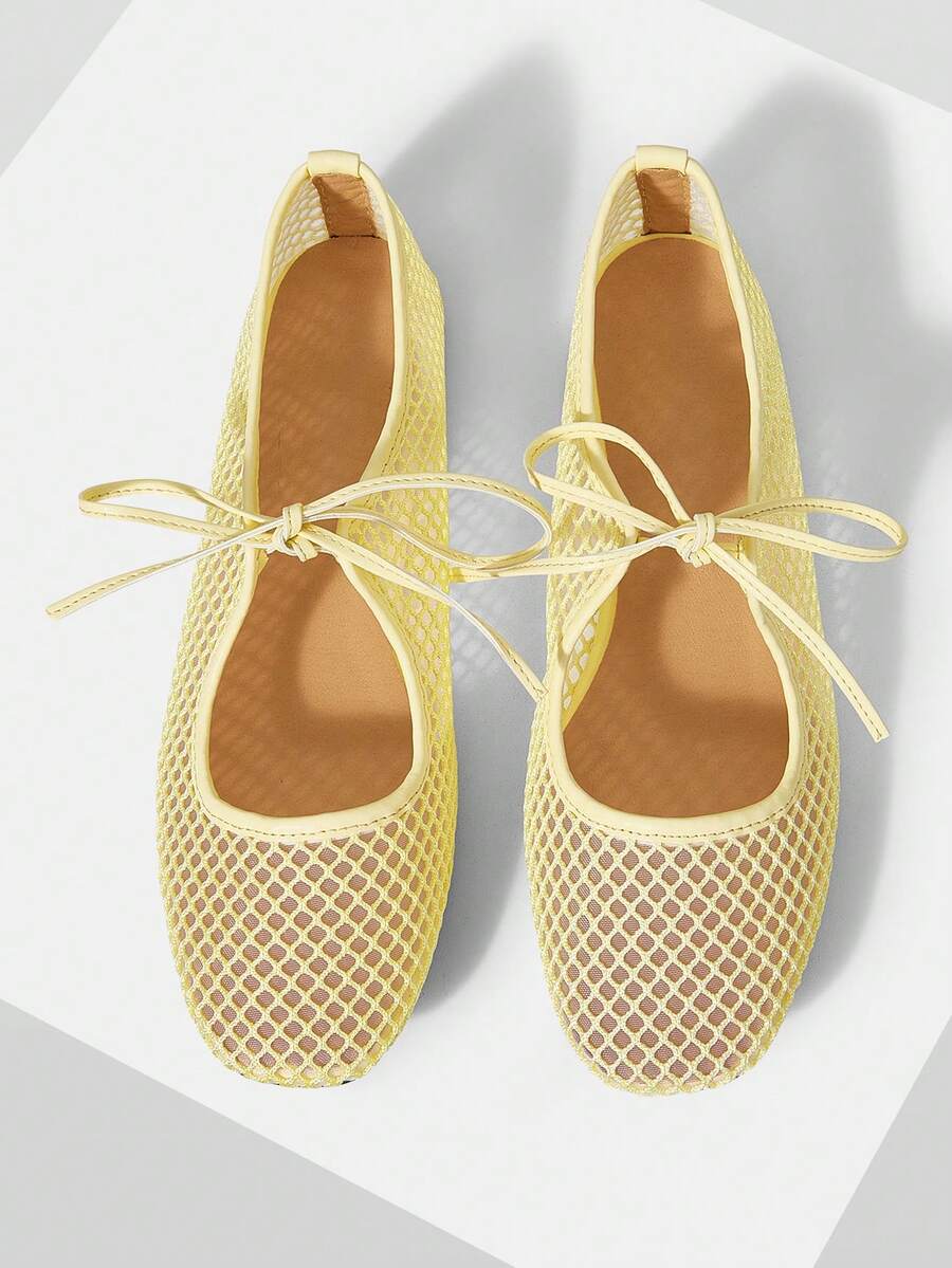 Mnmlis Women's Fashion Round Toe Strap Ins Style Flat Shoes - Yellow - View 1